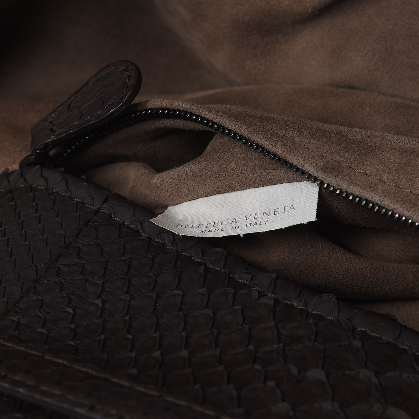 BOTTEGA VENETA Python Convertible Tote Bag Ebano