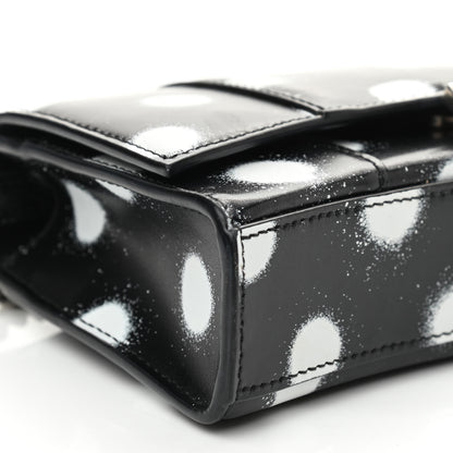 Balenciaga Shiny Box Calfskin Polka Dot Hourglass Chain Bag Black White 8 of 9