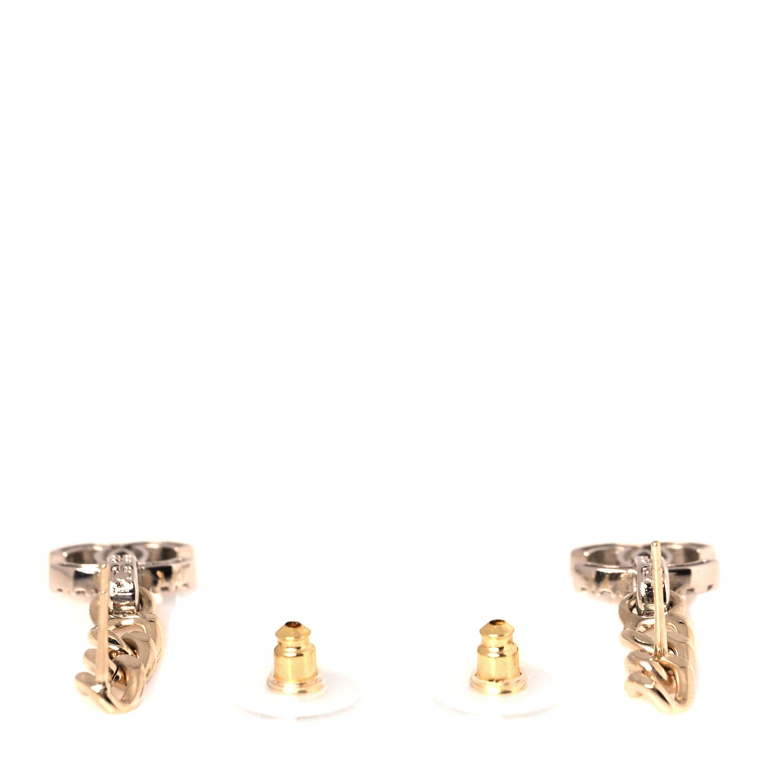 Chanel Metal Crystal CC Chain Drop Earrings Gold 3 of 4
