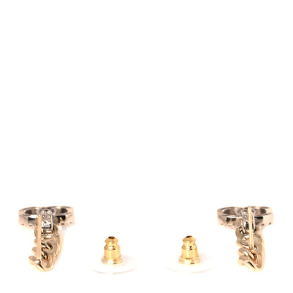 Chanel Metal Crystal CC Chain Drop Earrings Gold 3 of 4