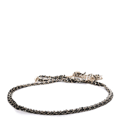 Chanel Lambskin Pearl Chain Crystal CC Fancy Belt 90 Black Gold 2 of 5