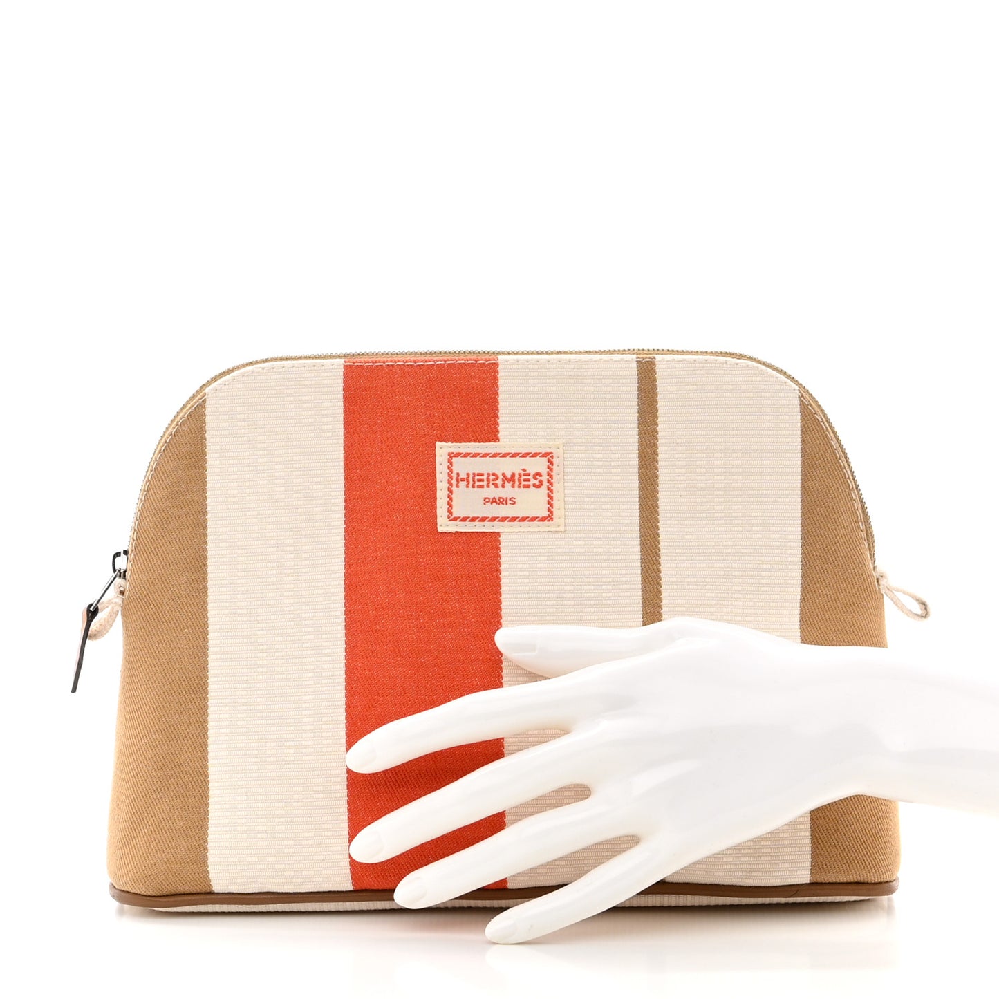Cotton Stripe Bolide Rayures Rocabar Medium Travel Cosmetic Pouch Feu Naturel