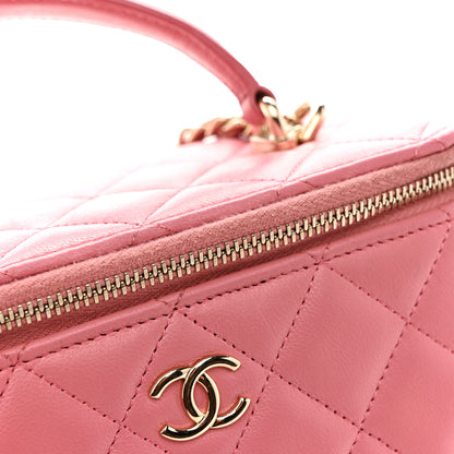 Chanel Lambskin Quilted Small Top Handle Vanity Case With Chain Pink 12 of 14