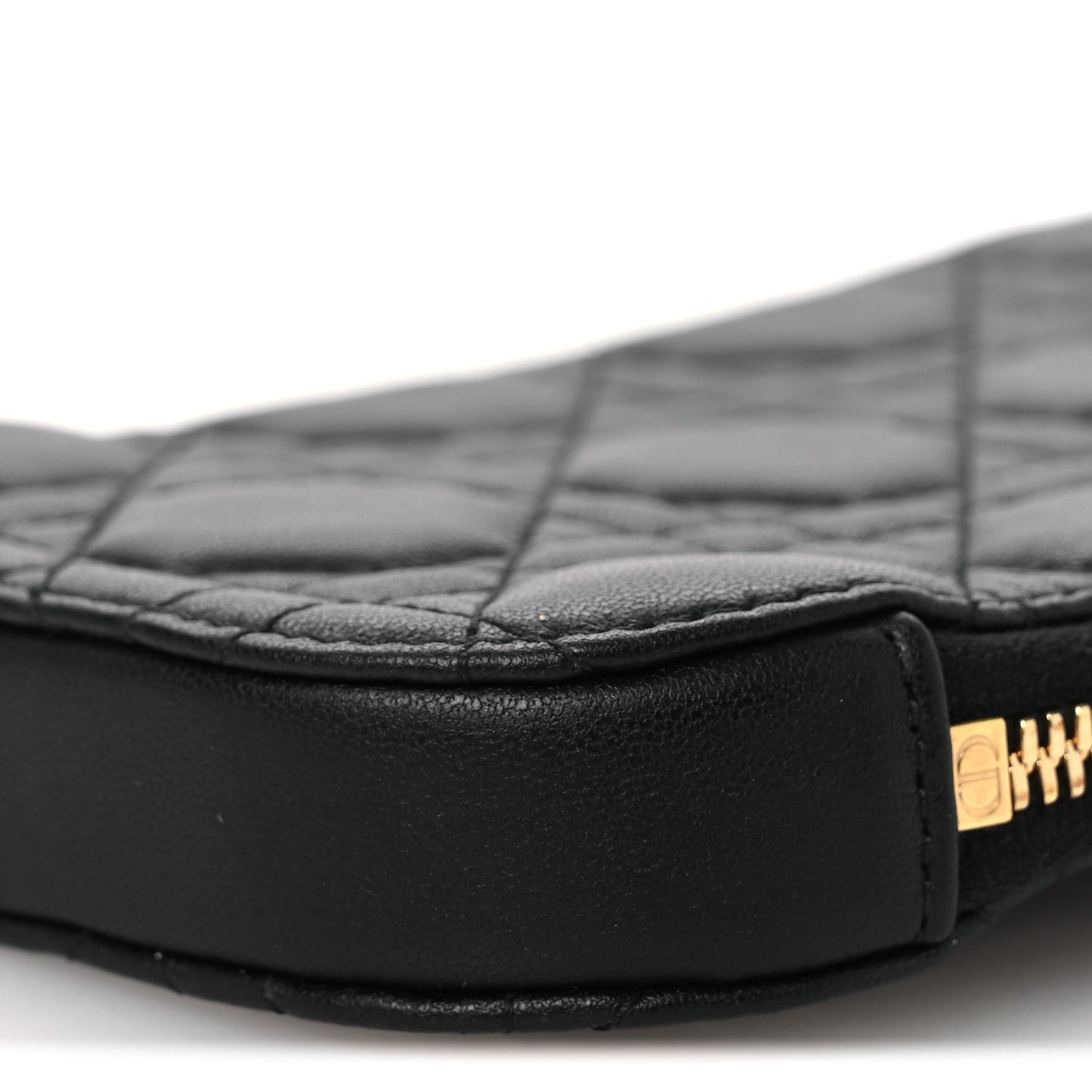 Lambskin Cannage Lady Dior Phone Holder Black