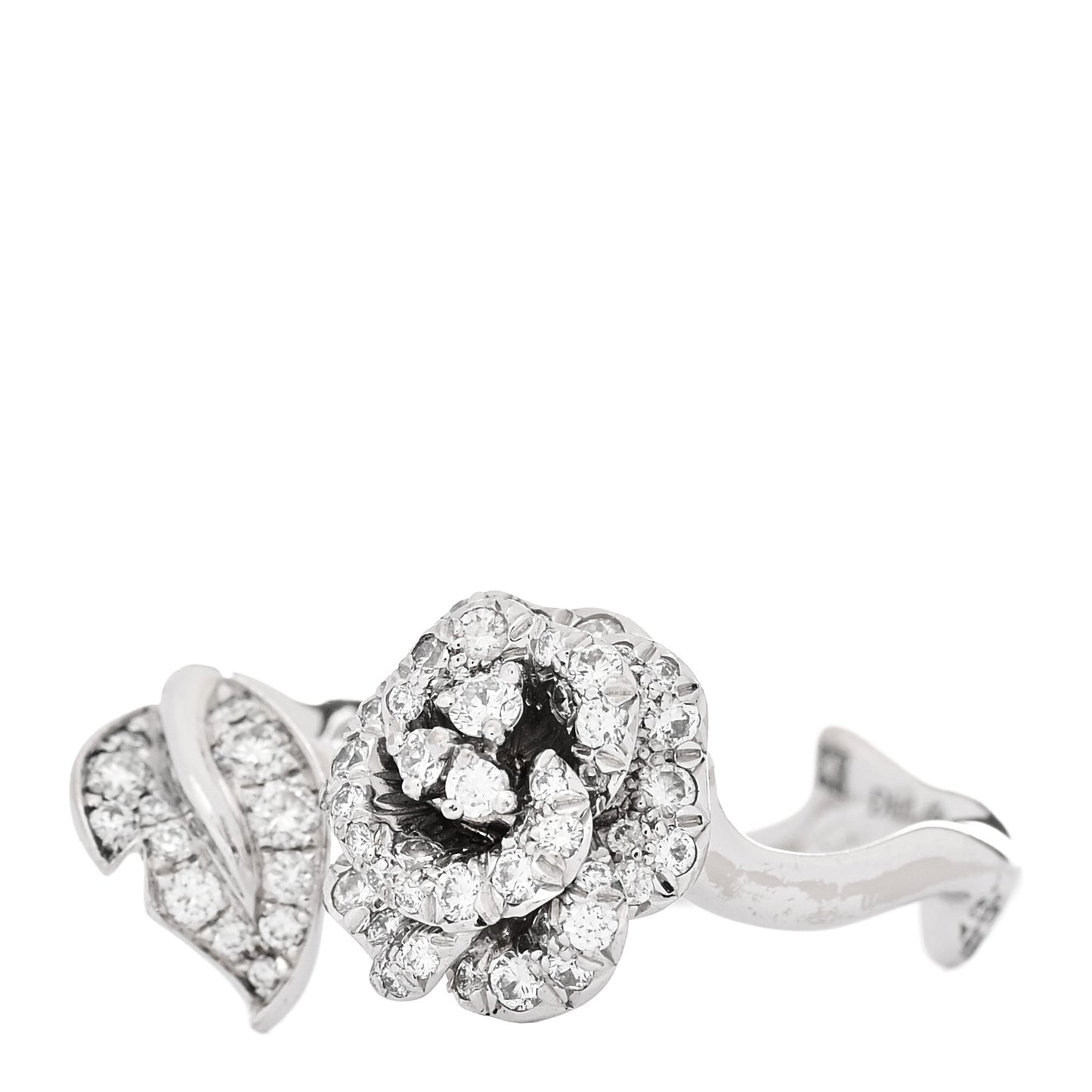 18K White Gold Diamond Small Rose Dior Bagatelle Ring 50 5.25