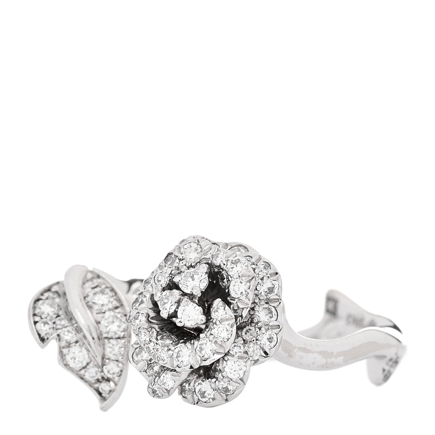Christian Dior 18K White Gold Diamond Small Rose Dior Bagatelle Ring 50 5.25 3 of 5