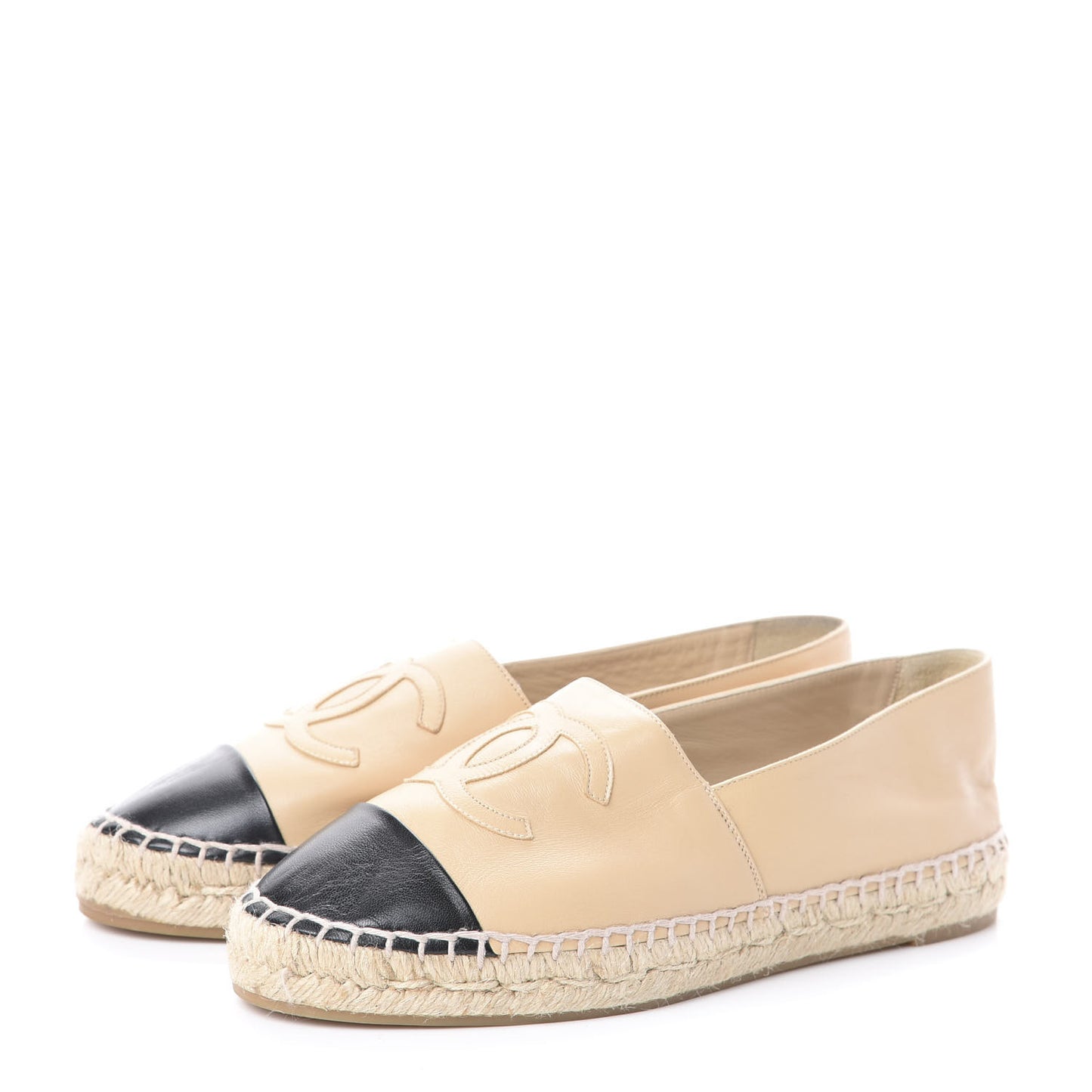 Lambskin CC Espadrilles 37 Beige Black
