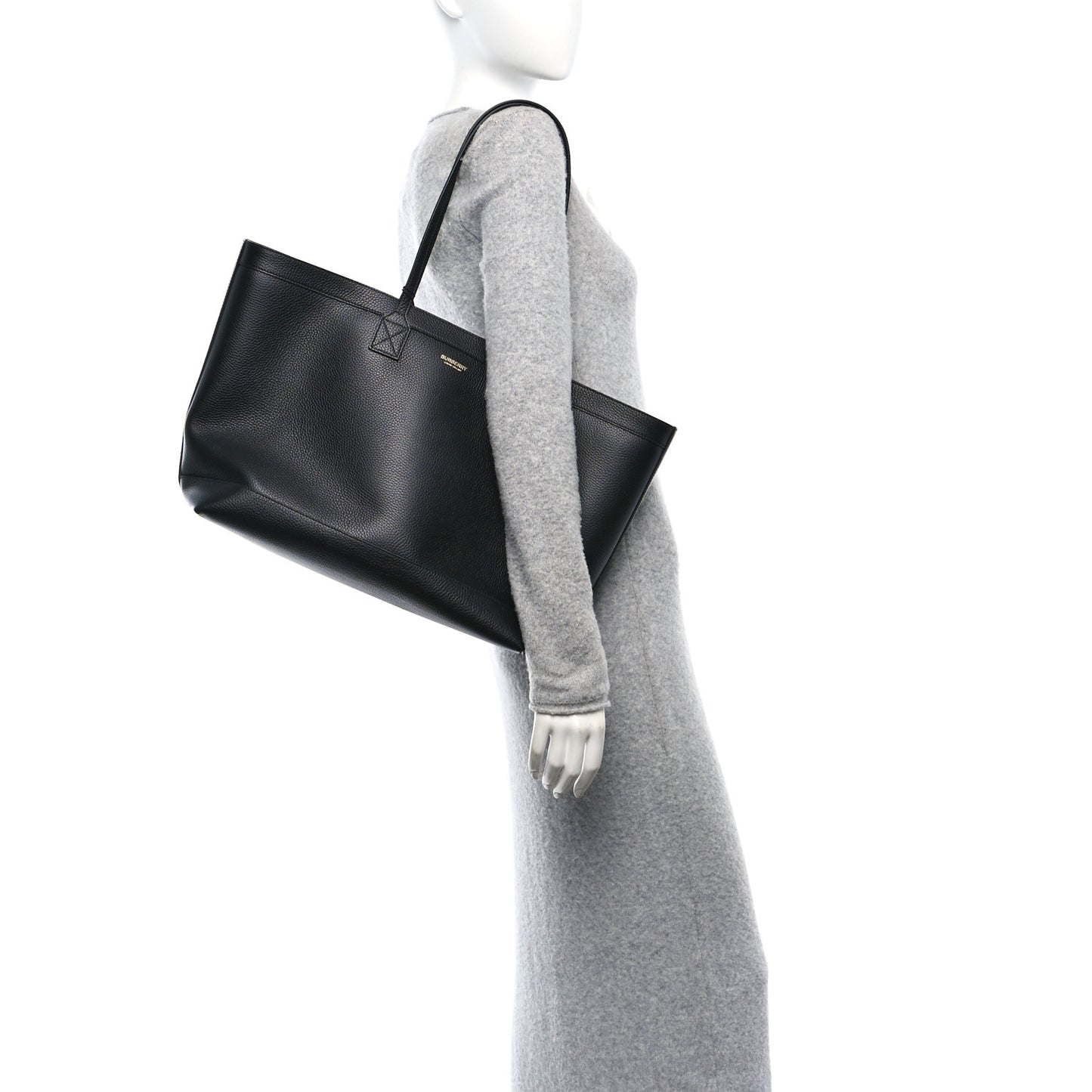 Grainy Calfskin Medium London Tote Bag Black