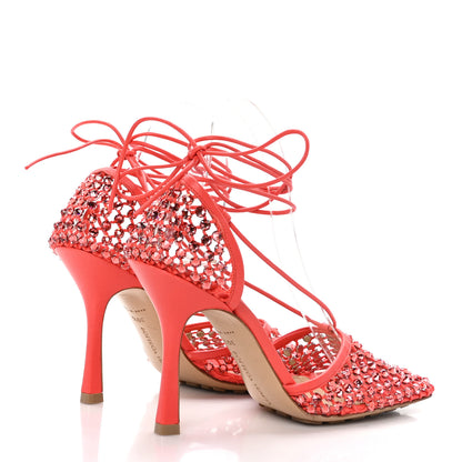 Bottega Veneta Mesh Nappa Crystal Embellished Sparkle Stretch Ankle Tie 90mm Sandals 39.5 Sunburst 4 of 7