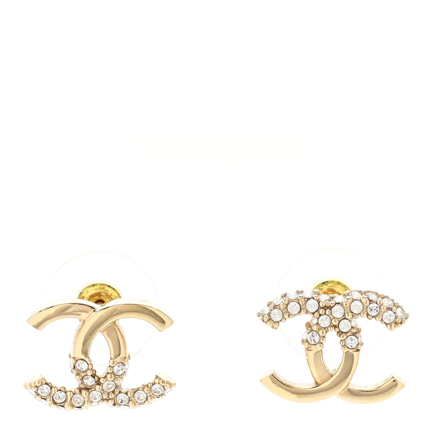 Crystal Metal CC Earrings Gold