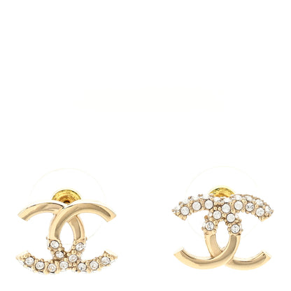 Chanel Crystal Metal CC Earrings Gold 1 of 5
