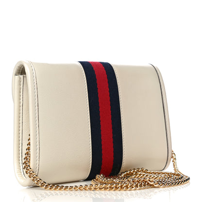 Gucci Textured Calfskin Web Mini Rajah Slim Flap Shoulder Bag Mystic White 3 of 12