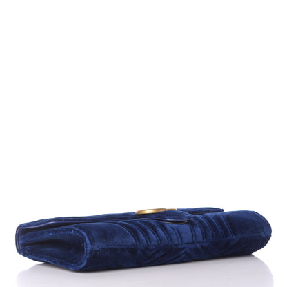 Gucci Velvet Matelasse GG Marmont Clutch Cobalt Blue 4 of 12