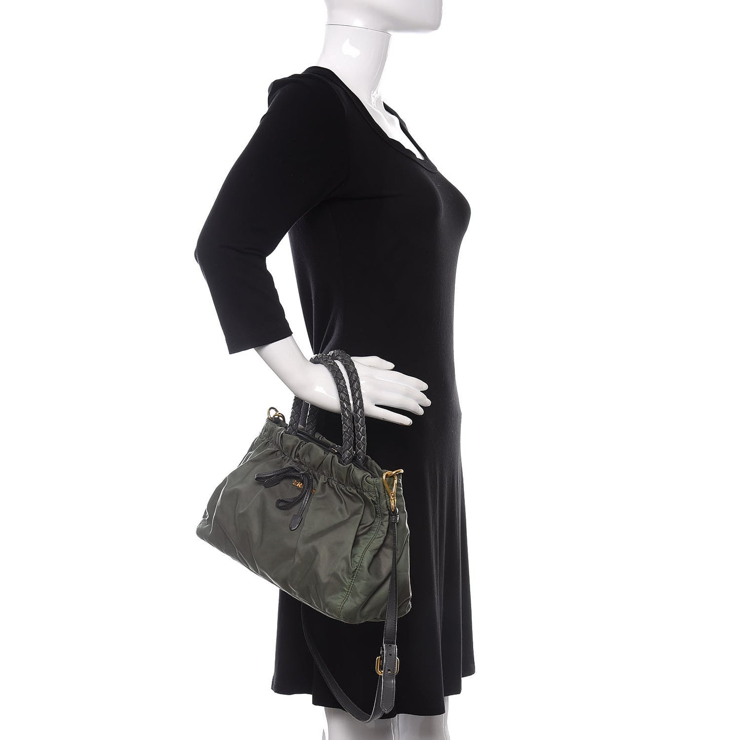 Tessuto Nylon Bow Shoulder Bag Green