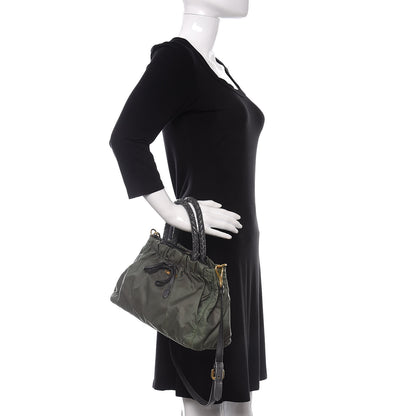 Prada Tessuto Nylon Bow Shoulder Bag Green 3 of 16