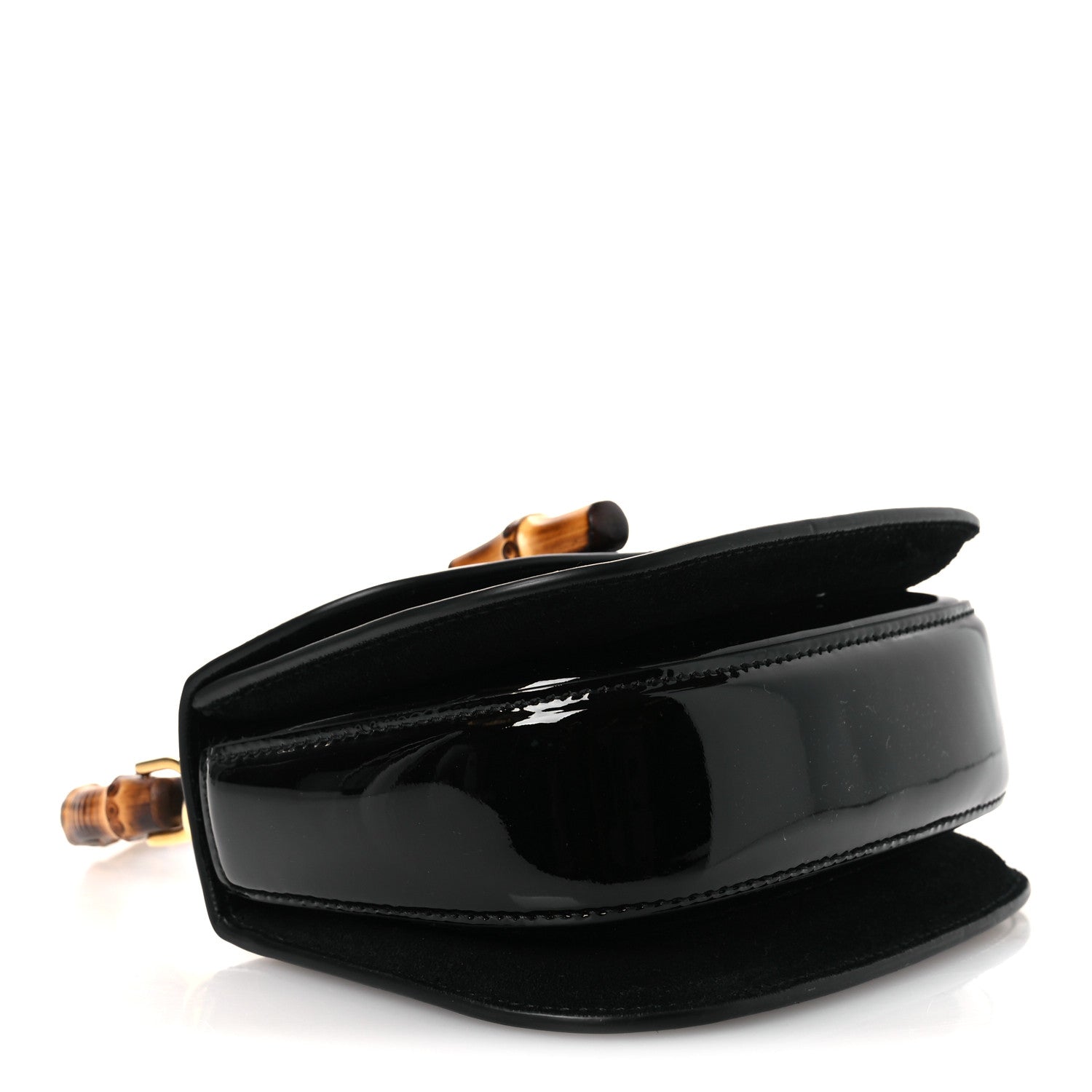 Gucci Patent Crystal Mini Bamboo 1947 Top Handle Chain Bag Black 4 of 8