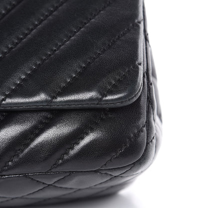 Chanel Lambskin Surpique Chevron Medium Single Flap Black 11 of 13