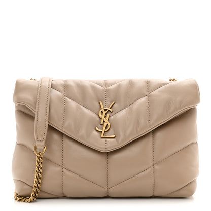 Saint Laurent Lambskin Quilted Toy Loulou Puffer Monogram Chain Satchel Nude Powder 1 of 10