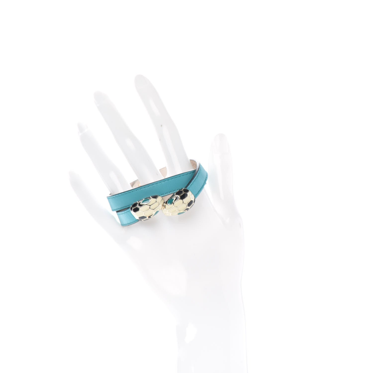 Bulgari Calfskin Serpenti Forever Multi-coiled Bracelet M Aquarelle Turquoise 2 of 4