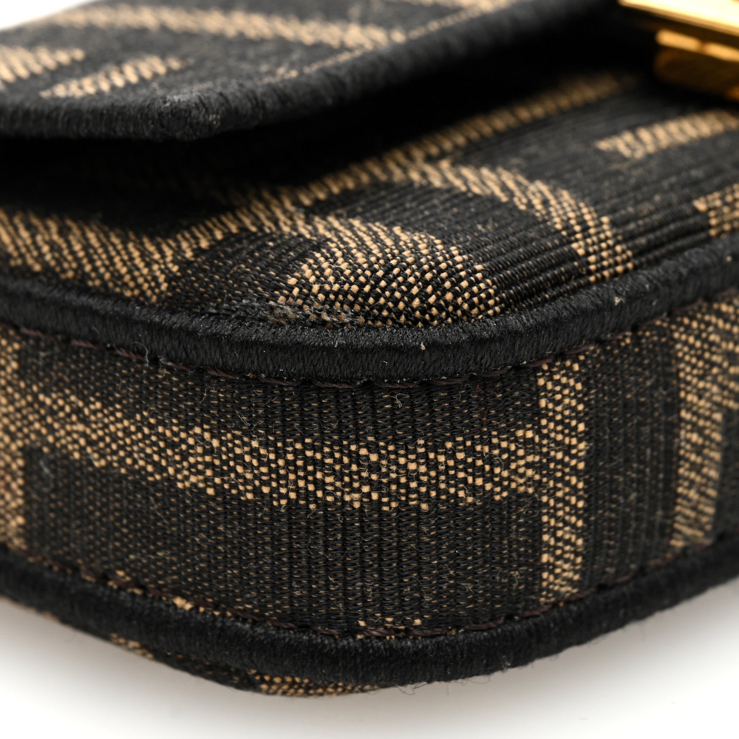Fendi Fabric Jacquard FF 1974 Nano Baguette Charm Tobacco Moro Black 7 of 9