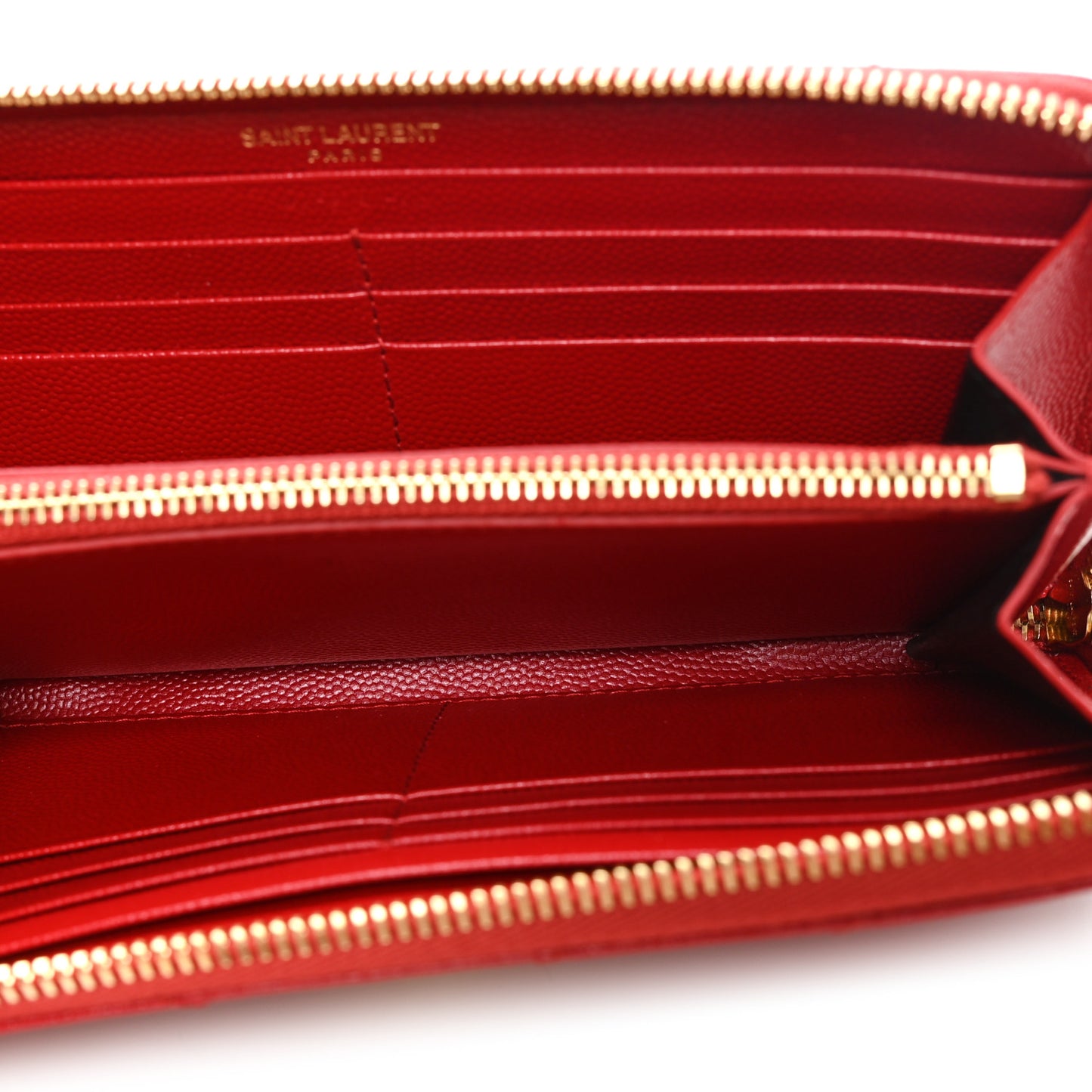 Grain De Poudre Matelasse Chevron Monogram Zip Around Wallet Red