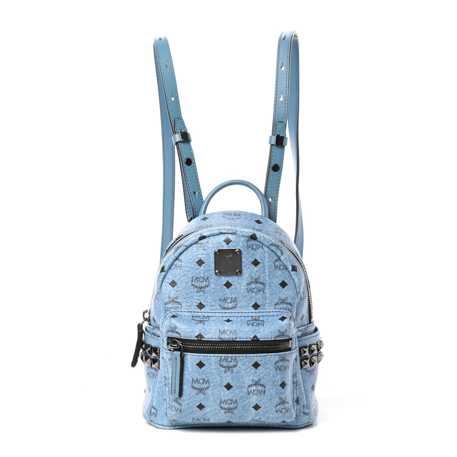 MCM Visetos Side Stud X-Mini Stark Bebe Boo Backpack Blue 1 of 9