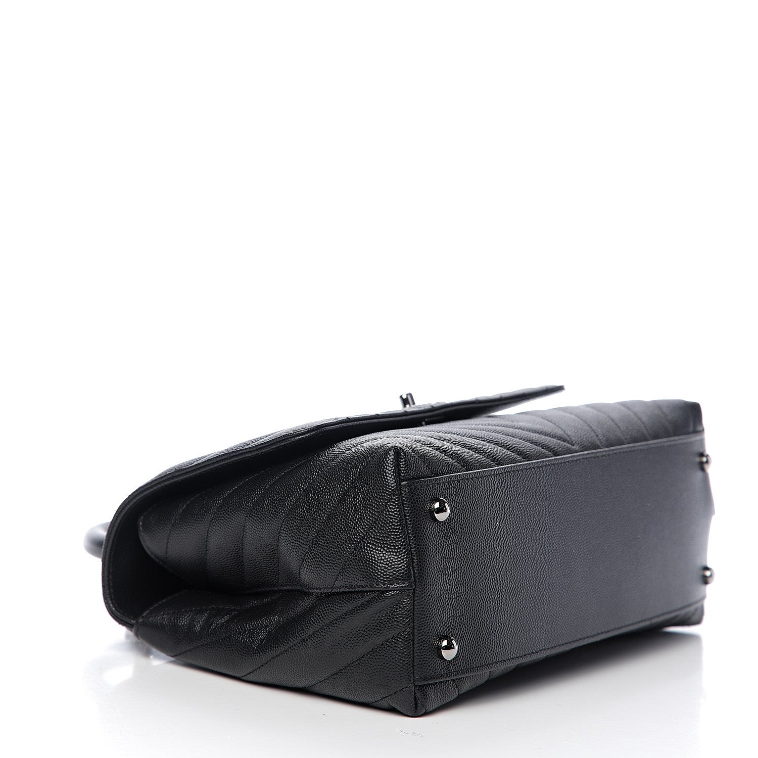 Chanel Caviar Chevron Quilted Small Coco Handle Flap Black 2 of 7