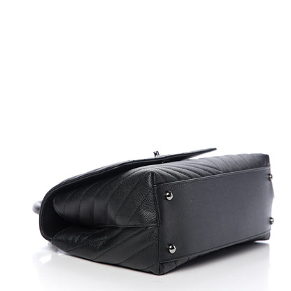 Chanel Caviar Chevron Quilted Small Coco Handle Flap Black 2 of 7