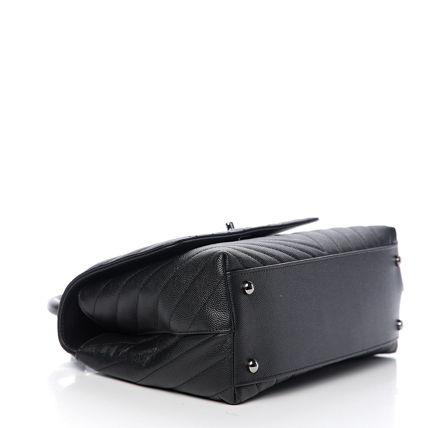 Caviar Chevron Quilted Small Coco Handle Flap Black