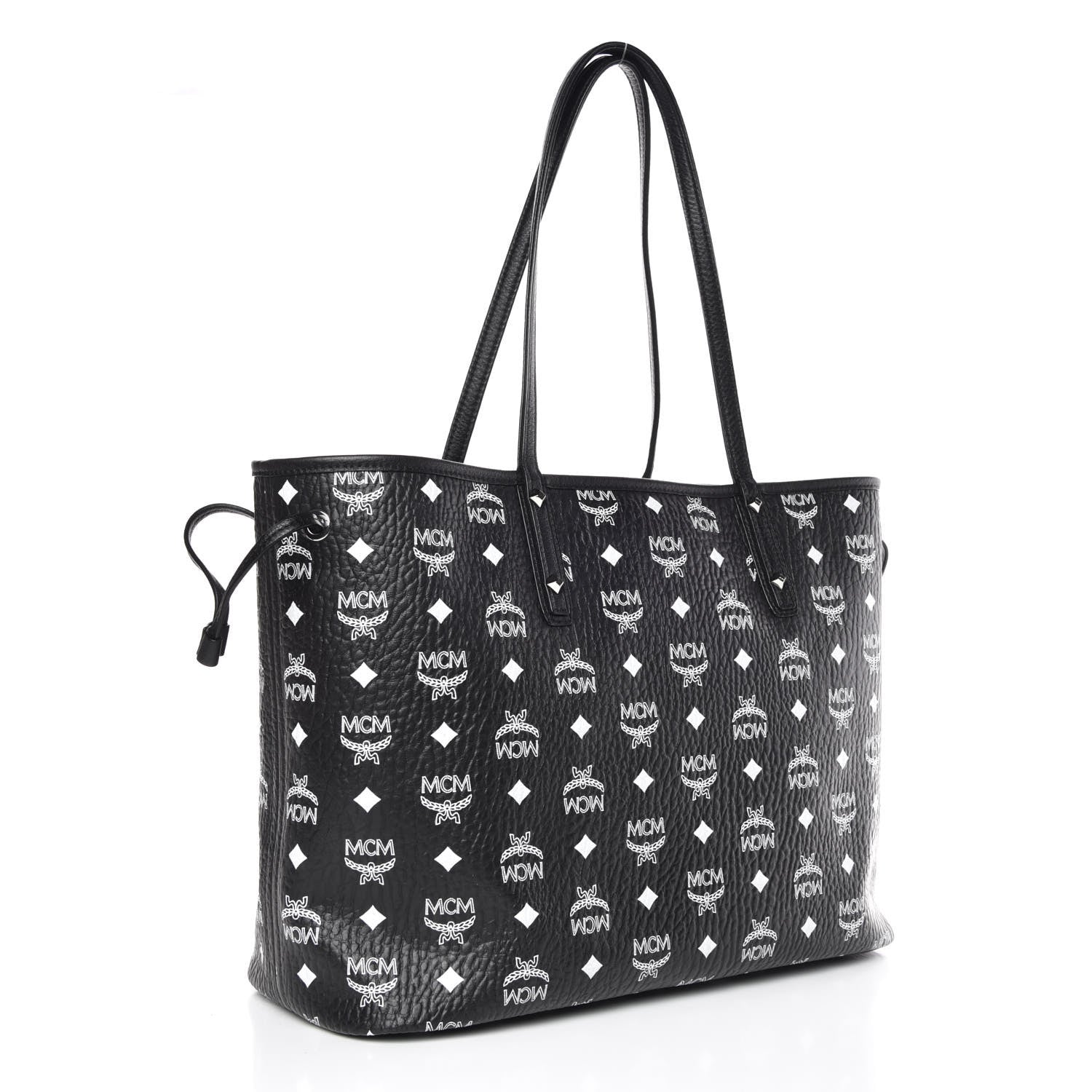 MCM Visetos Medium Reversible Shopper Tote Black 5 of 13