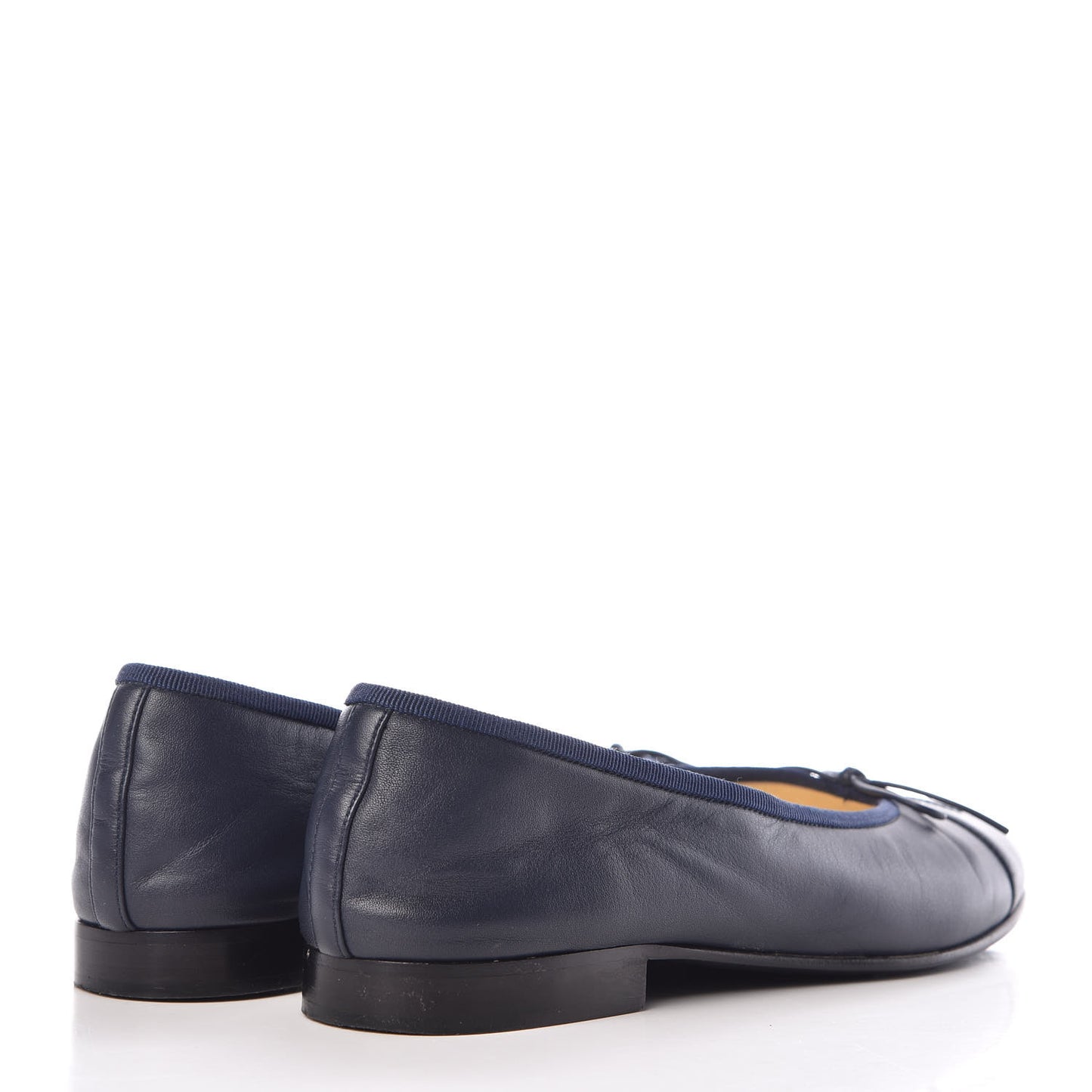 Lambskin CC Cap Toe Ballerina Flats 36 Navy