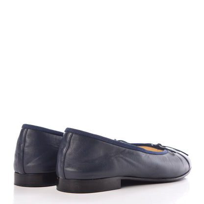 Chanel Lambskin CC Cap Toe Ballerina Flats 36 Navy 4 of 14