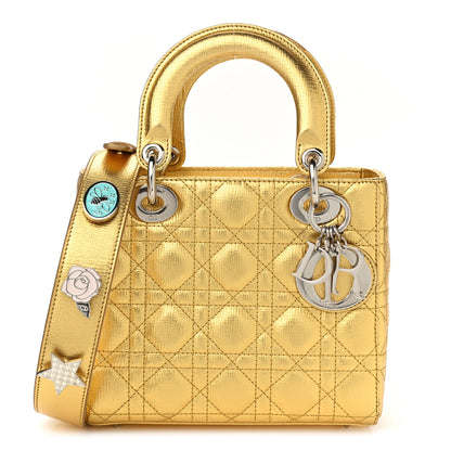 Christian Dior Metallic Grained Calfskin Cannage Small Lucky Badges My Lady Dior Gold 1 of 13