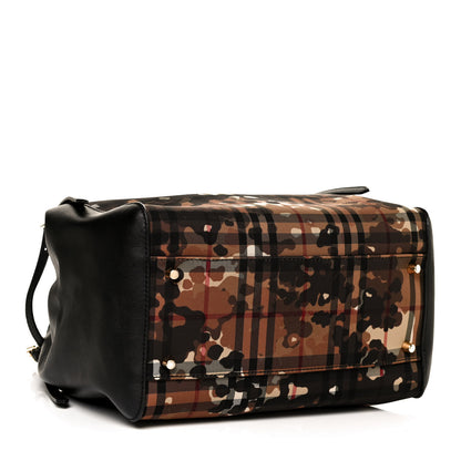 Burberry Nylon Calfskin Camouflage Check Small Canterbury Tote Black 4 of 11