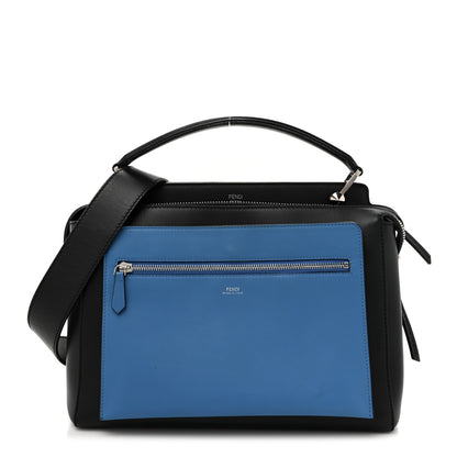 Fendi Vitello Baltico Dolce DotCom Satchel Black Blue Royal 1 of 16