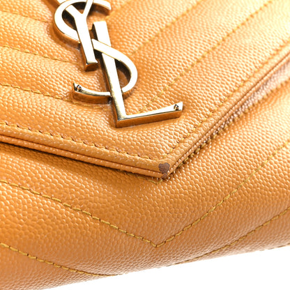 Saint Laurent Calfskin Matelasse Chevron Monogram Flap Wallet Natural Dark 9 of 9