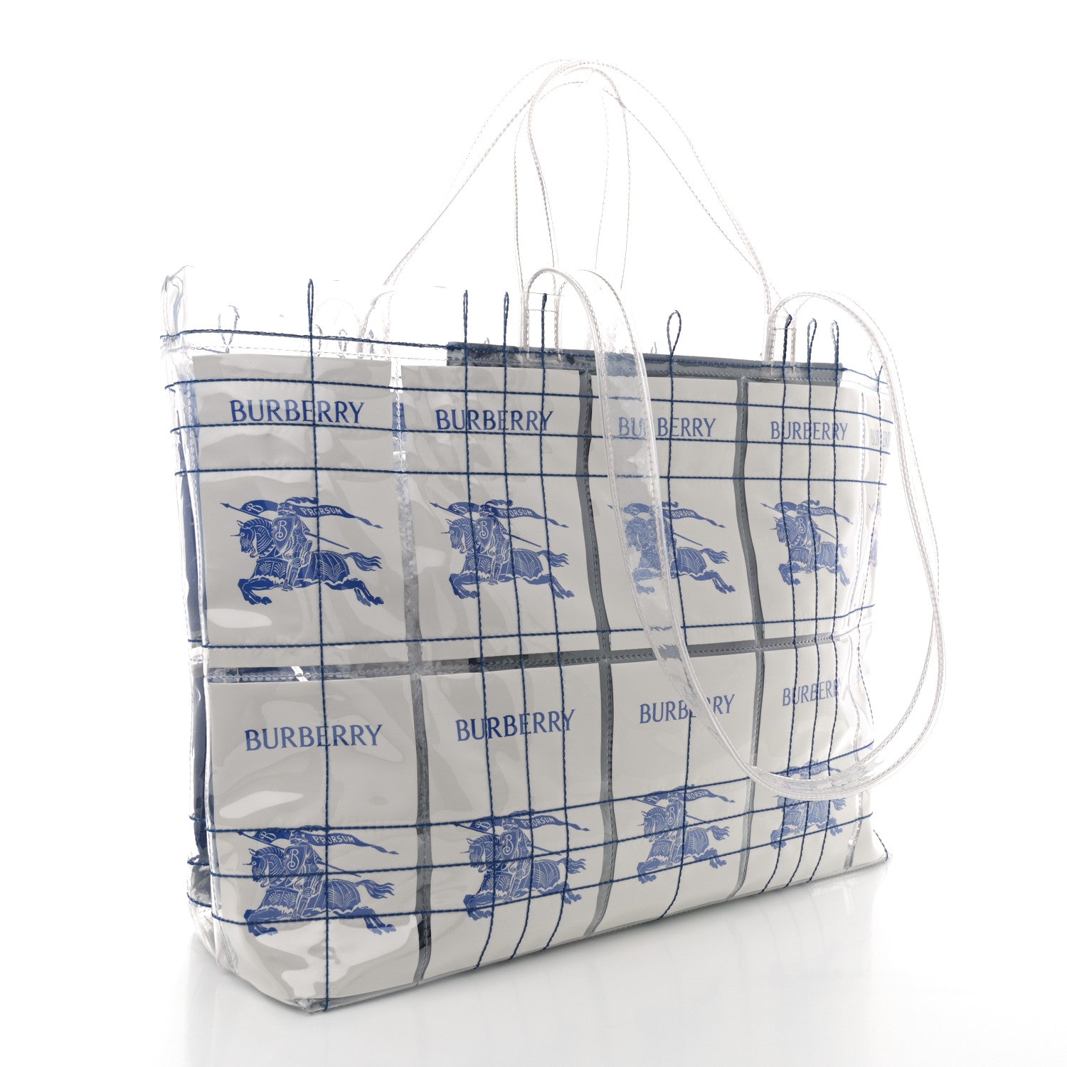 Burberry PVC Stitched EKD Label Shopping Bag White Blue 3 of 10