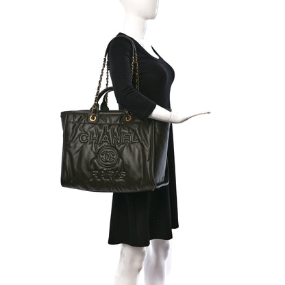 Chanel Calfskin Embossed Medium Deauville Tote Khaki 2 of 12