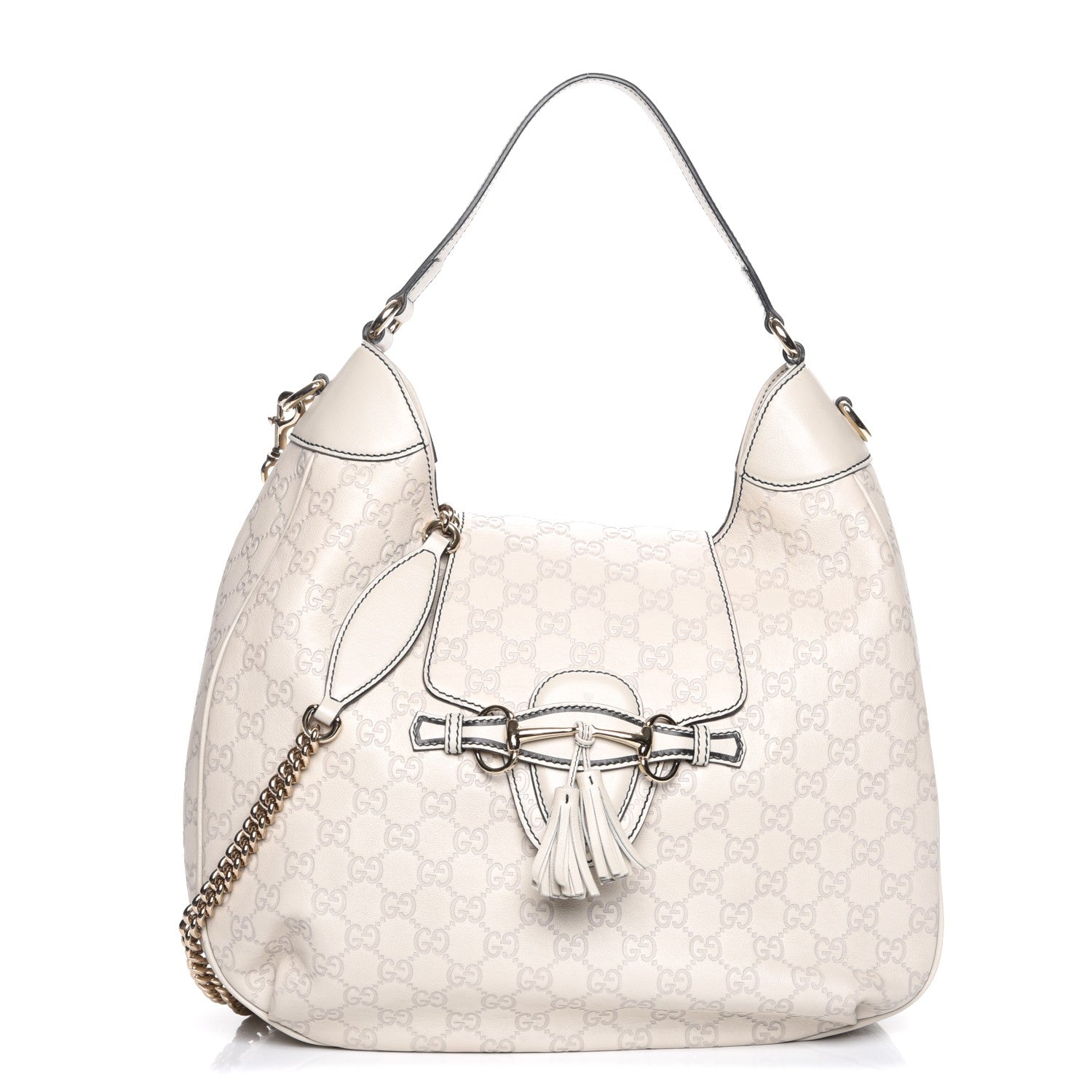 Gucci Guccissima Signature Medium Emily Hobo Mystic White 1 of 8