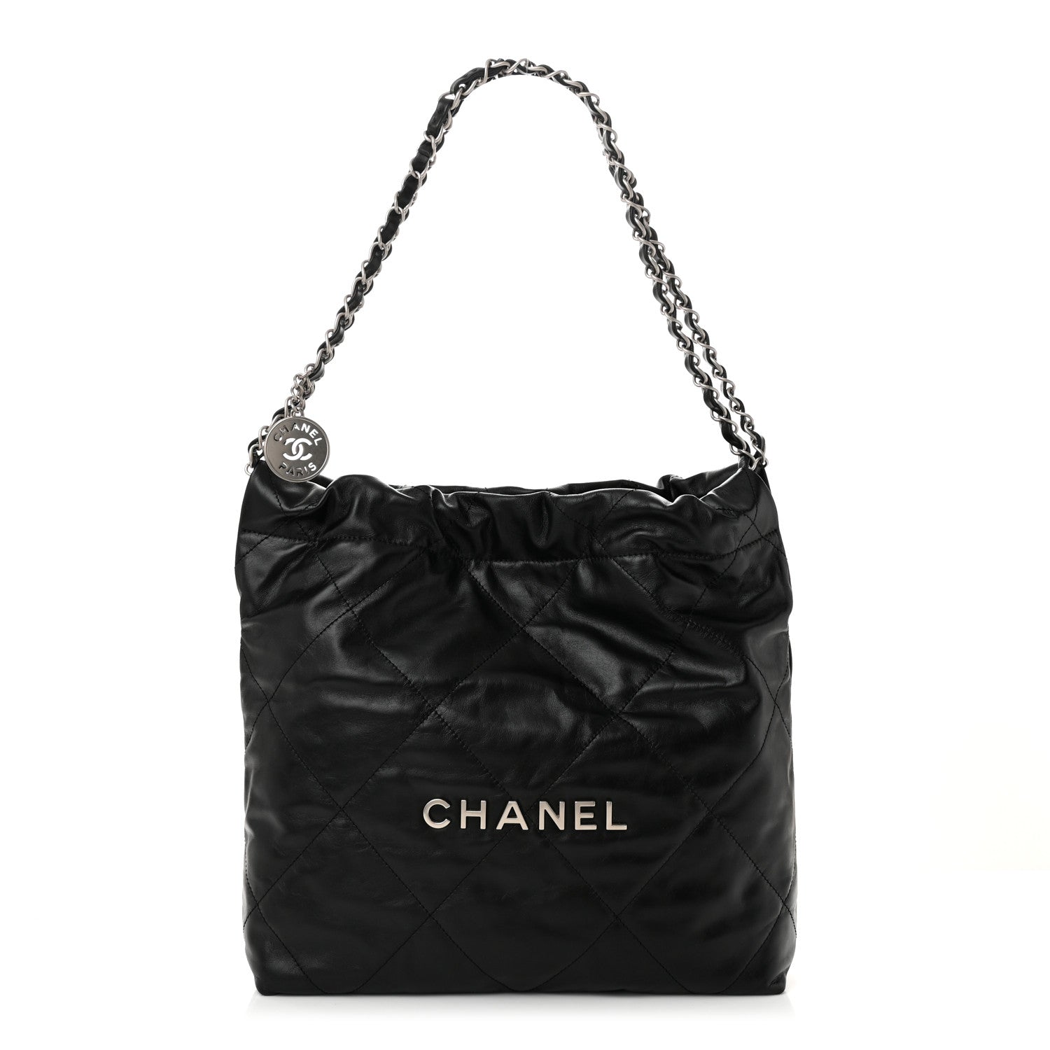 Chanel Shiny Calfskin Quilted Small Chanel 22 Black 1 of 11