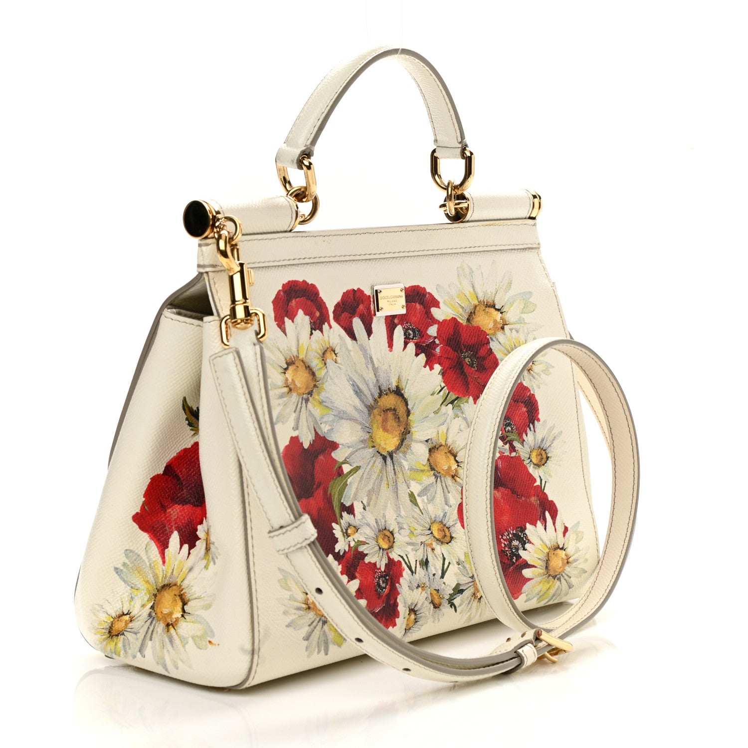 Dolce & Gabbana Dauphine St.Giap Papaveri Print Medium Miss Sicily Satchel White Multicolor 4 of 14