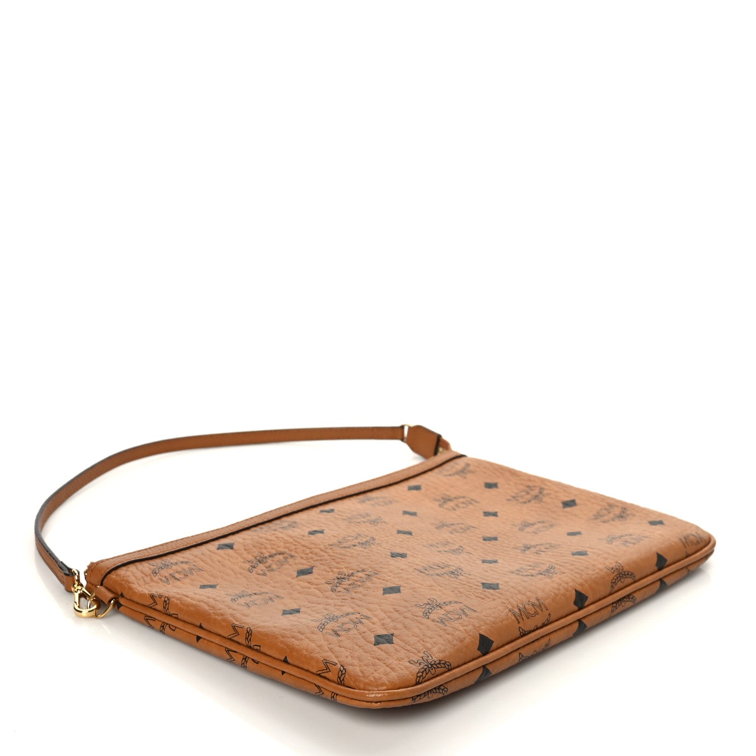 MCM Visetos Liz Shopper Tote Pouch Cognac 4 of 8
