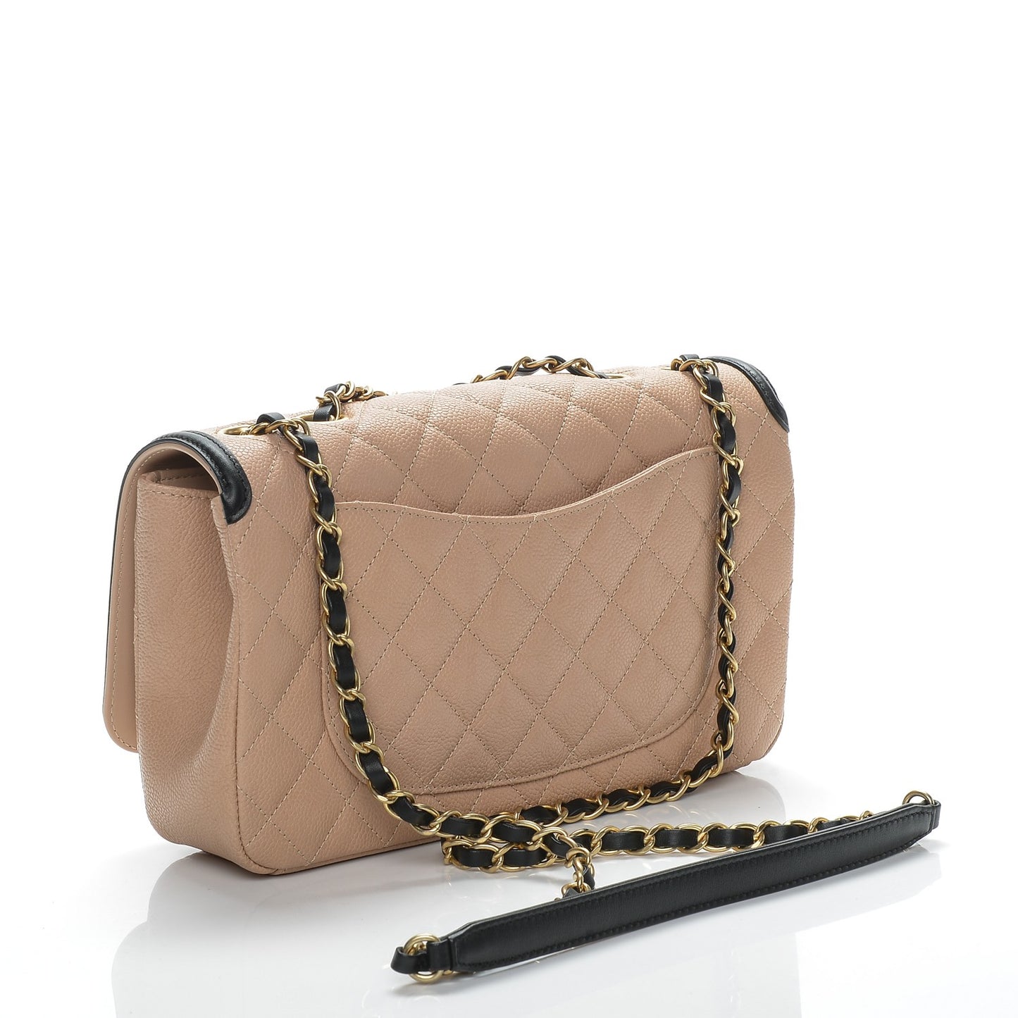 Caviar Quilted Medium CC Filigree Flap Beige Black