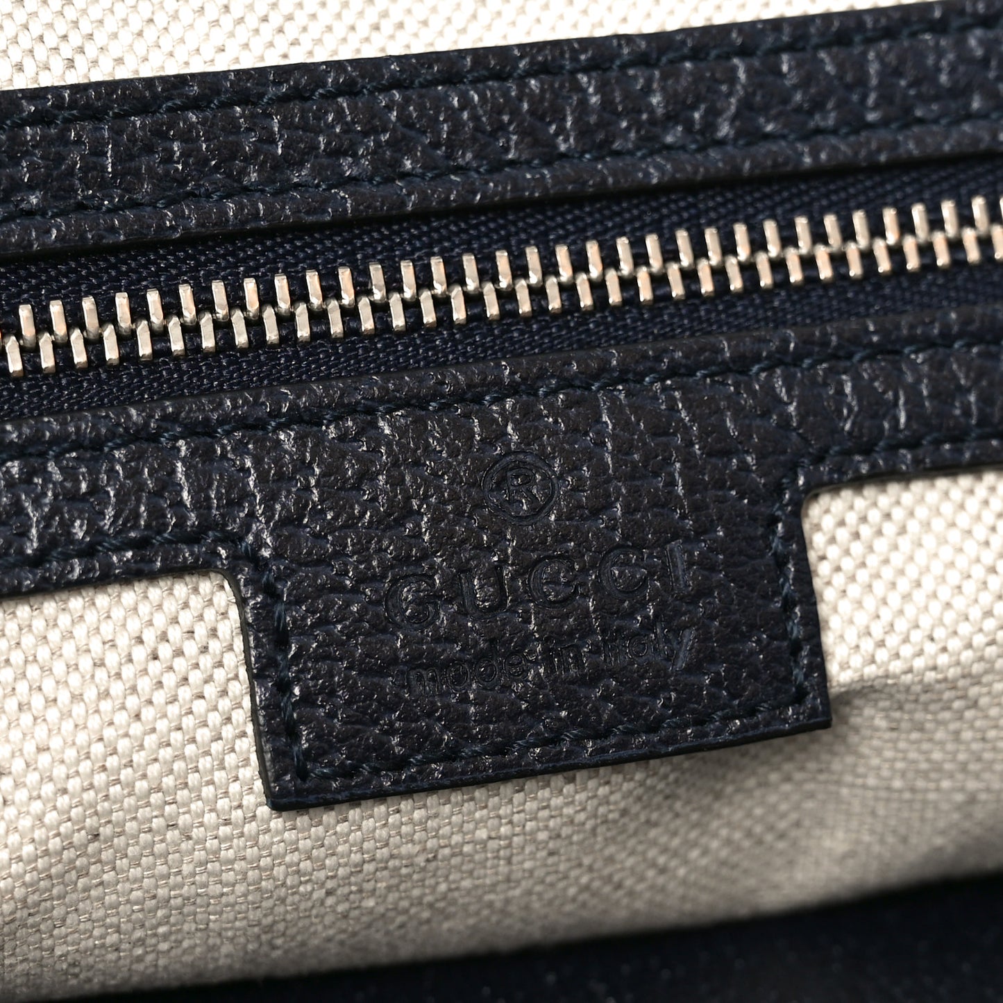 GG Supreme Monogram Textured Calfskin Web Medium Ophidia Shopping Tote Beige Blue