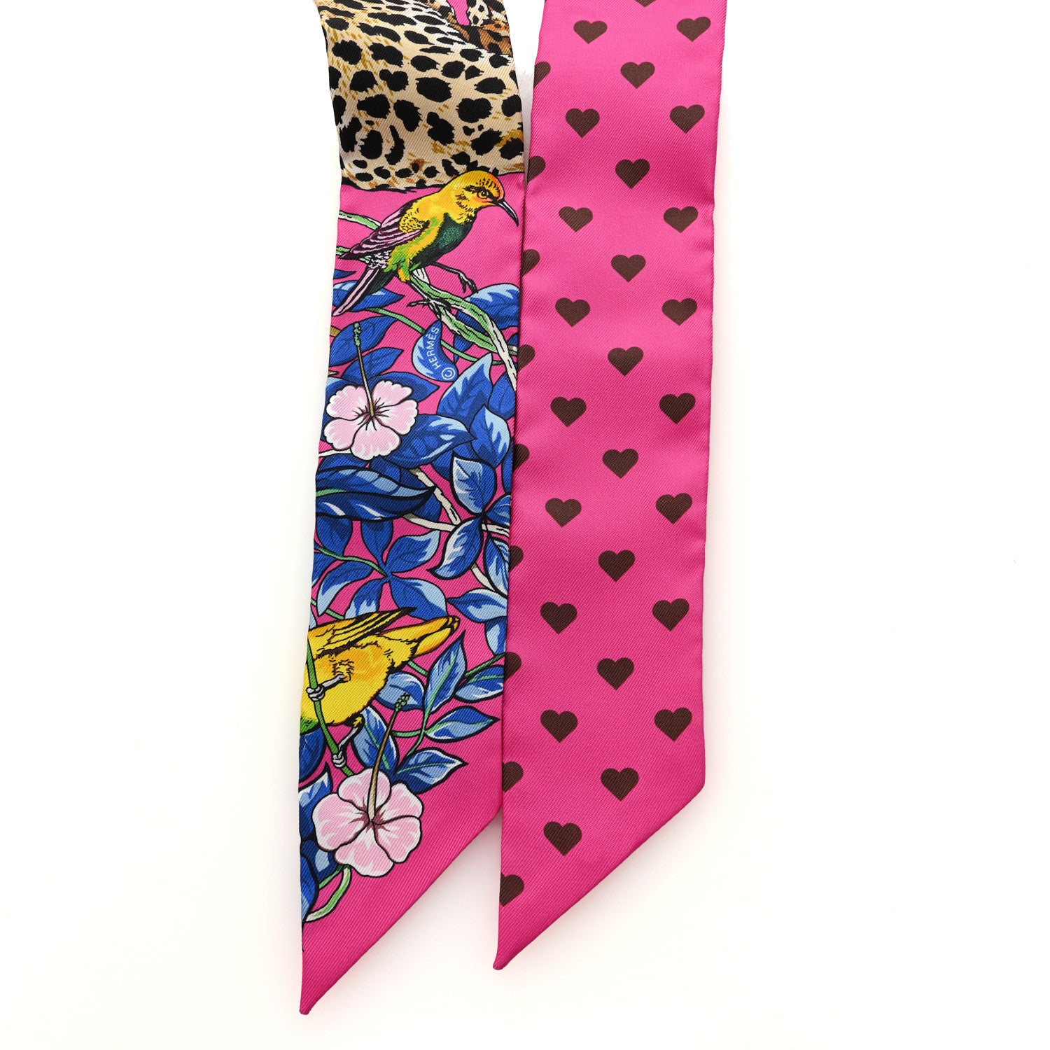 Hermes Silk Jungle Love Love Twilly Rose Vif Bleu Roy 2 of 4