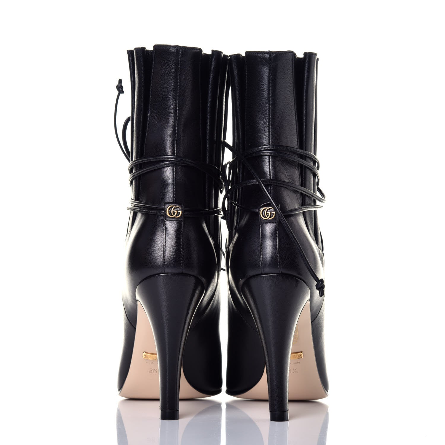 Gucci Malaga Kid Indya Bow Tie Ankle Boots 36.5 Black 5 of 9