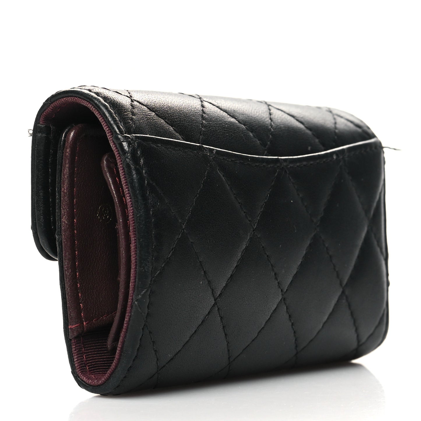 Lambskin Quilted 4 Key Holder Black