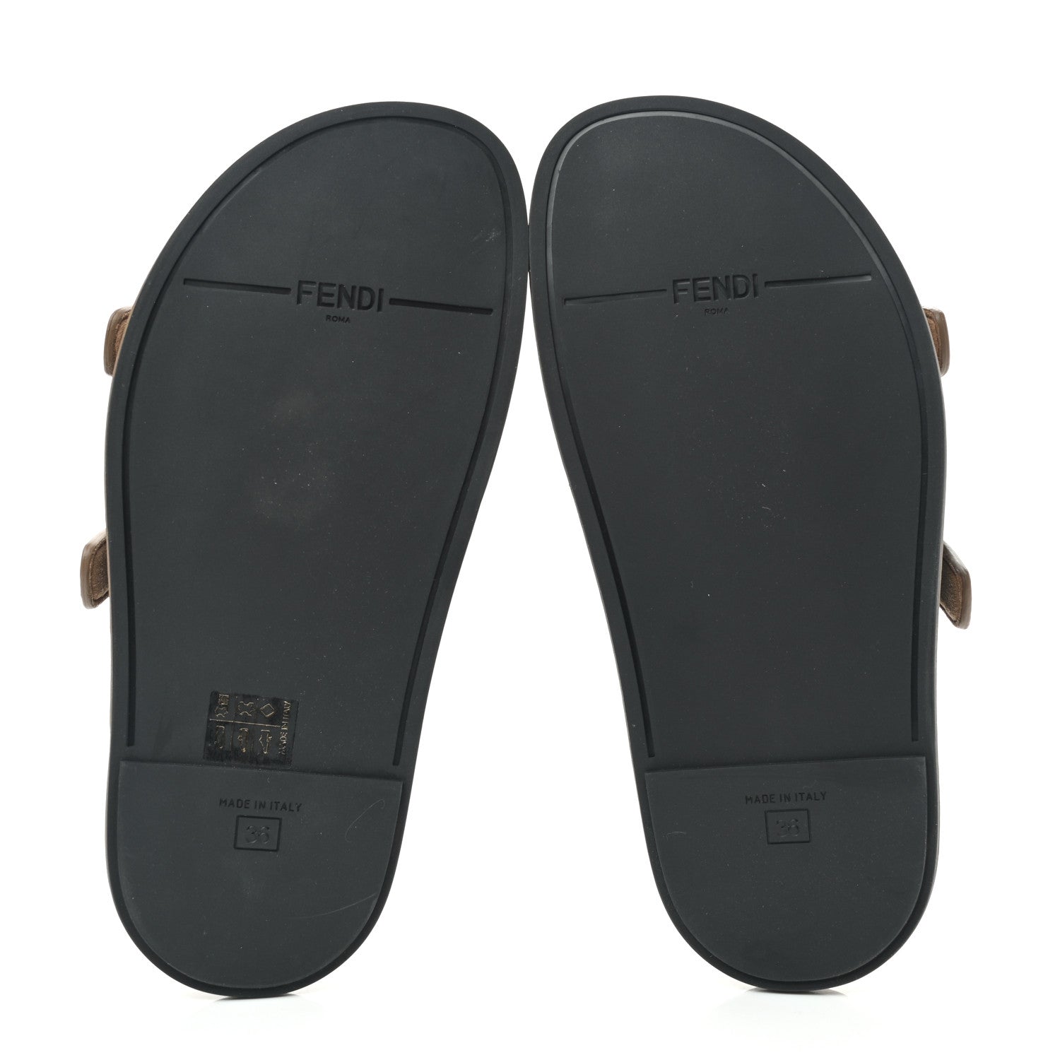 Fendi Fabric Jacquard Nappa FF Womens Fendi Feel Buckled Slide Sandals 36 Tobacco Black Miele Scuro 5 of 9