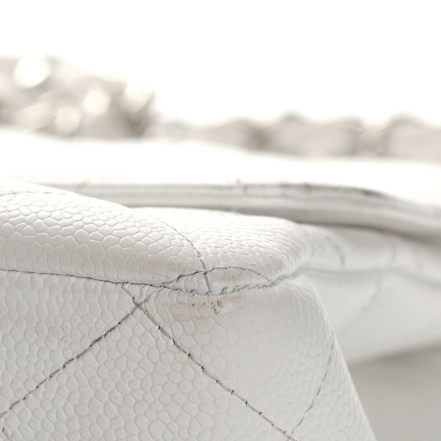 Chanel Caviar Quilted Jumbo Single Flap White 7 of 19