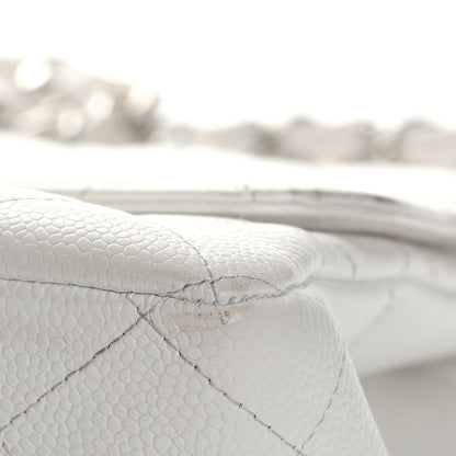 Chanel Caviar Quilted Jumbo Single Flap White 7 of 19